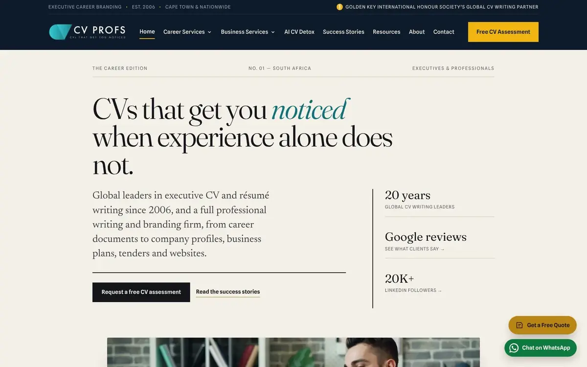 CV Profs website by ZA TechLabs