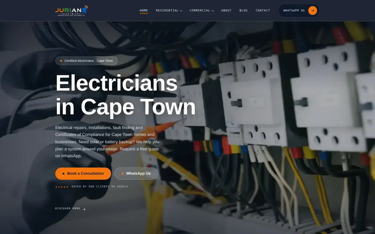 Jurian Electrical website by ZA TechLabs