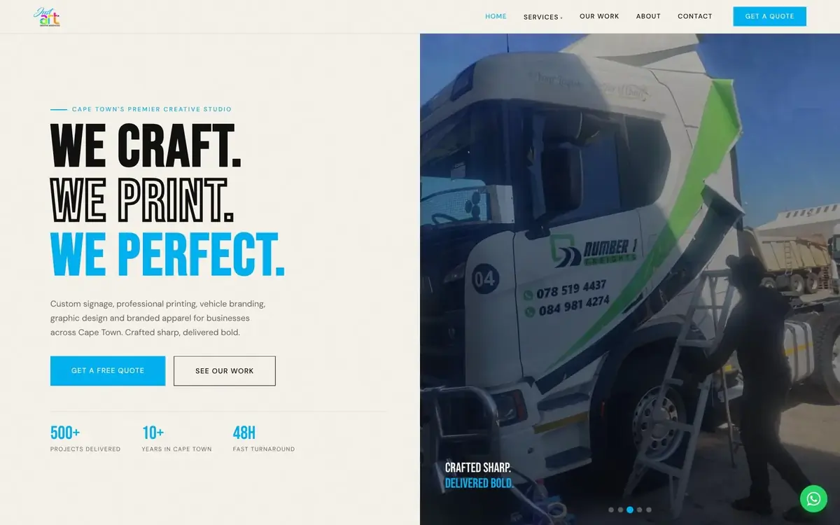 Just Art Creative Warehouse website by ZA TechLabs