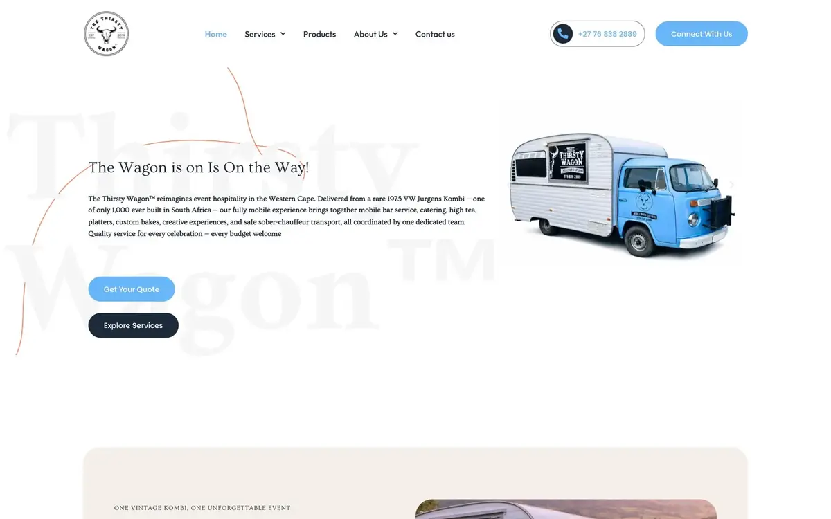The Thirsty Wagon website by ZA TechLabs